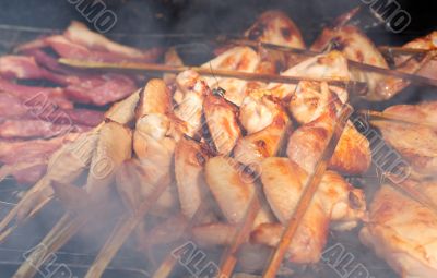 chicken wings on skewers