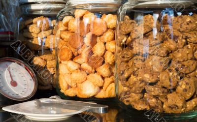 Fresh cookies in jars