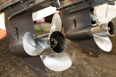 Two outboard boat motors