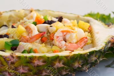 Seafoods with Rice and Pineapple