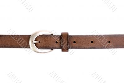 slim leather belt  isolated on white