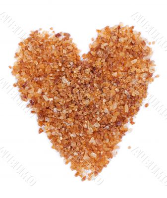 Brown sugar with a shape of heart