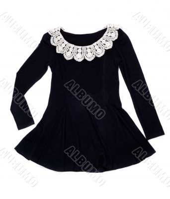 black dress with a white collar