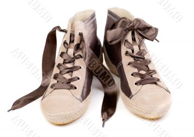 Pair of fashionable sneakers, isolate