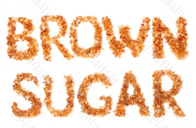 word `Brown sugar` laid brown sugar