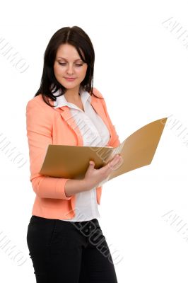 beautiful girl with a folder 