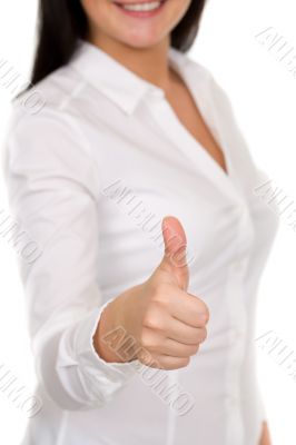 Young girl showing ok