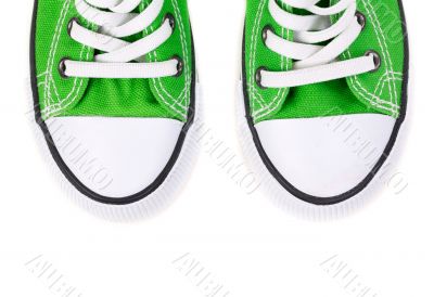 front of the green sneakers