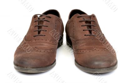 pair of brown casual design women`s shoes