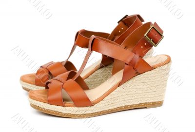 Pair of high-heeled female shoes