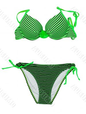 Green striped swimsuit