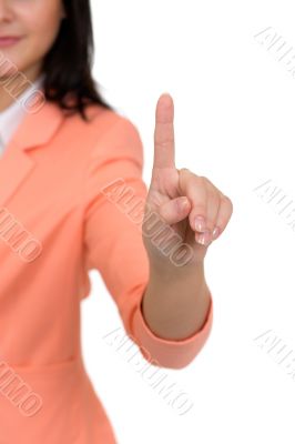 girl shows the index finger