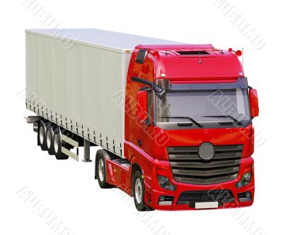 Semi-trailer truck isolated