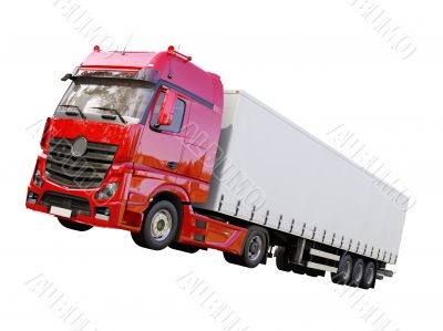 Semi-trailer truck isolated