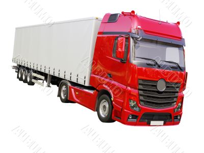 Semi-trailer truck isolated