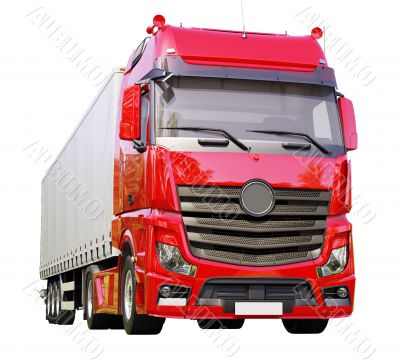 Semi-trailer truck isolated