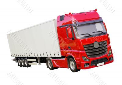Semi-trailer truck isolated