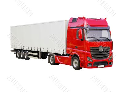 Semi-trailer truck isolated