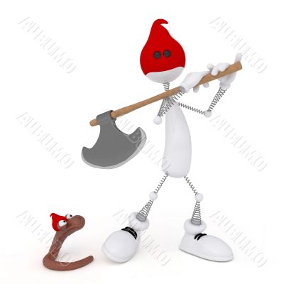 The 3D little man with an axe.