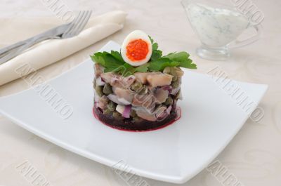 Herring tartare with capers and sour cream