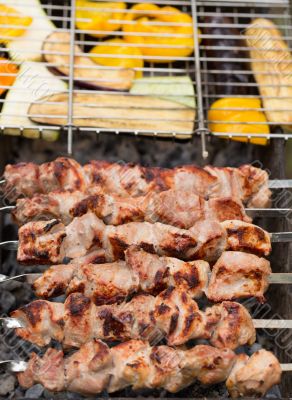 delicious skewers of meat and vegetables