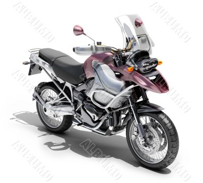 Dual-sports motorcycle close-up