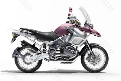 Dual-sports motorcycle close-up