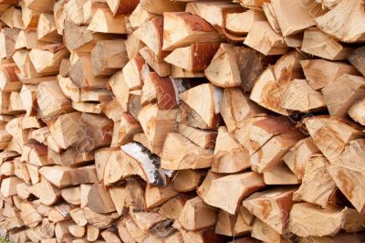 A stack of birch wood