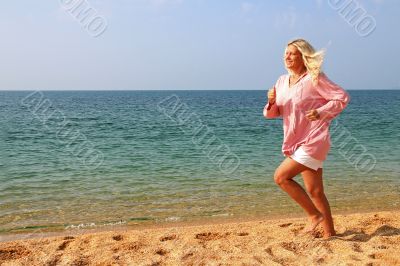 The Woman Running Along The Costline