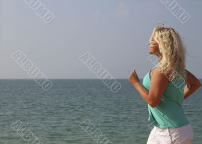 The Woman Running Along The Costline