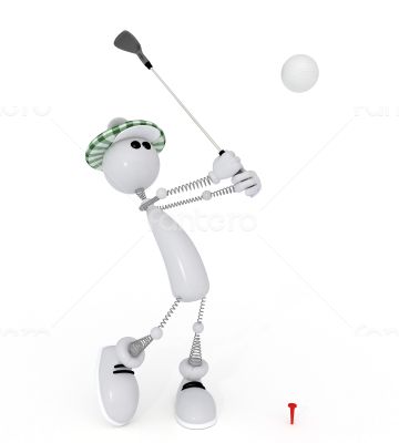 3d little man golfist.