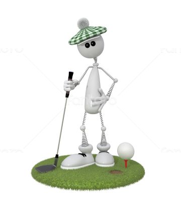 3d little man golfist.