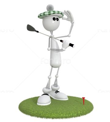 3d little man golfist.