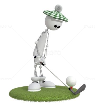 3d little man golfist.