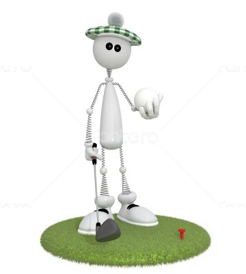 3d little man golfist.