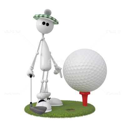 3d little man golfist.