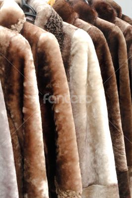 Coats made of natural fur for sale.