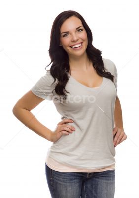 Beautiful Mixed Race Female Isolated On White Background