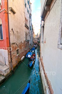 Venice Italy Gondolas on canal 