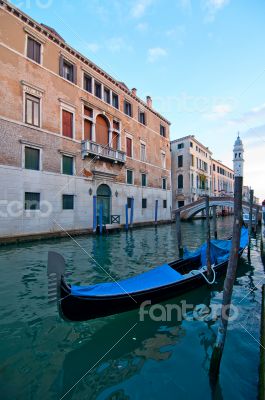 Venice Italy Gondolas on canal 