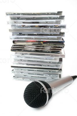 Microphone and karaoke compact discs collection