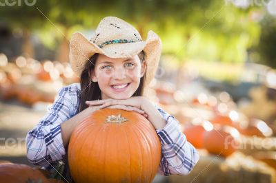 Preteen Girl Portrait at the Pumpkin Patch