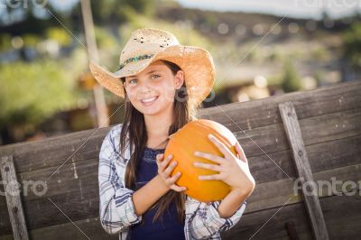 Preteen Girl Portrait at the Pumpkin Patch