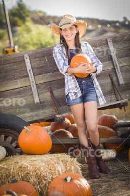 Preteen Girl Portrait at the Pumpkin Patch
