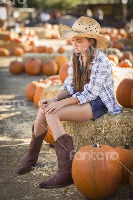 Preteen Girl Portrait at the Pumpkin Patch