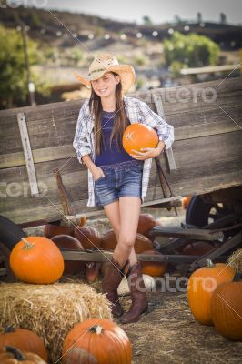Preteen Girl Portrait at the Pumpkin Patch