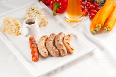 selection of all main type of german wurstel saussages