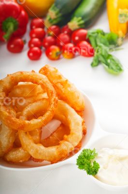 golden deep fried onion rings 