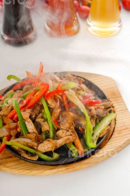 original fajita sizzling hot  on iron plate