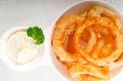 golden deep fried onion rings 